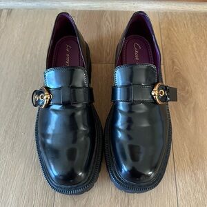 Sam Edelman Black Loafers with Gold Buckle